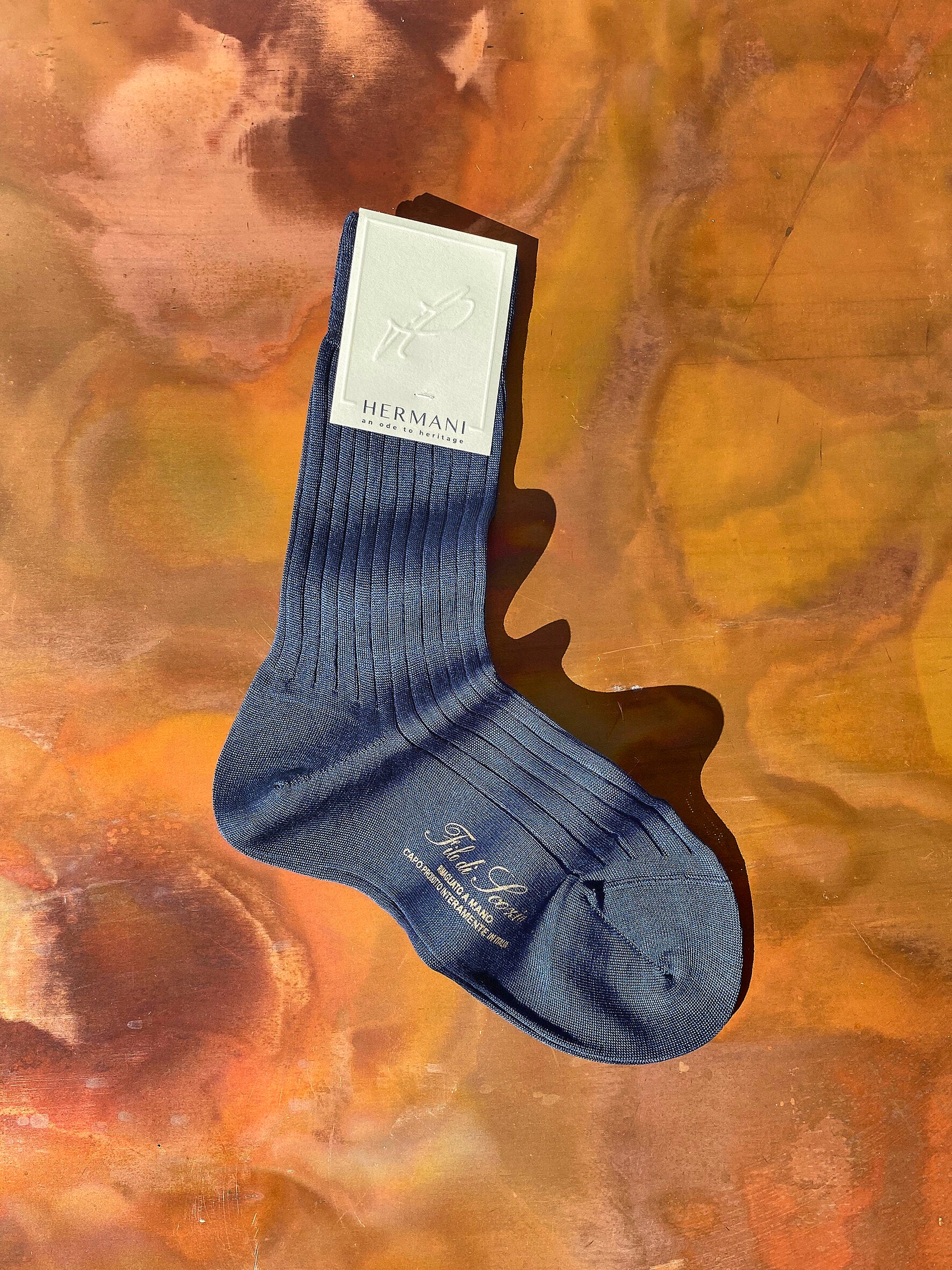 Luxury Women's Filo di Scozia Cotton Socks Blue