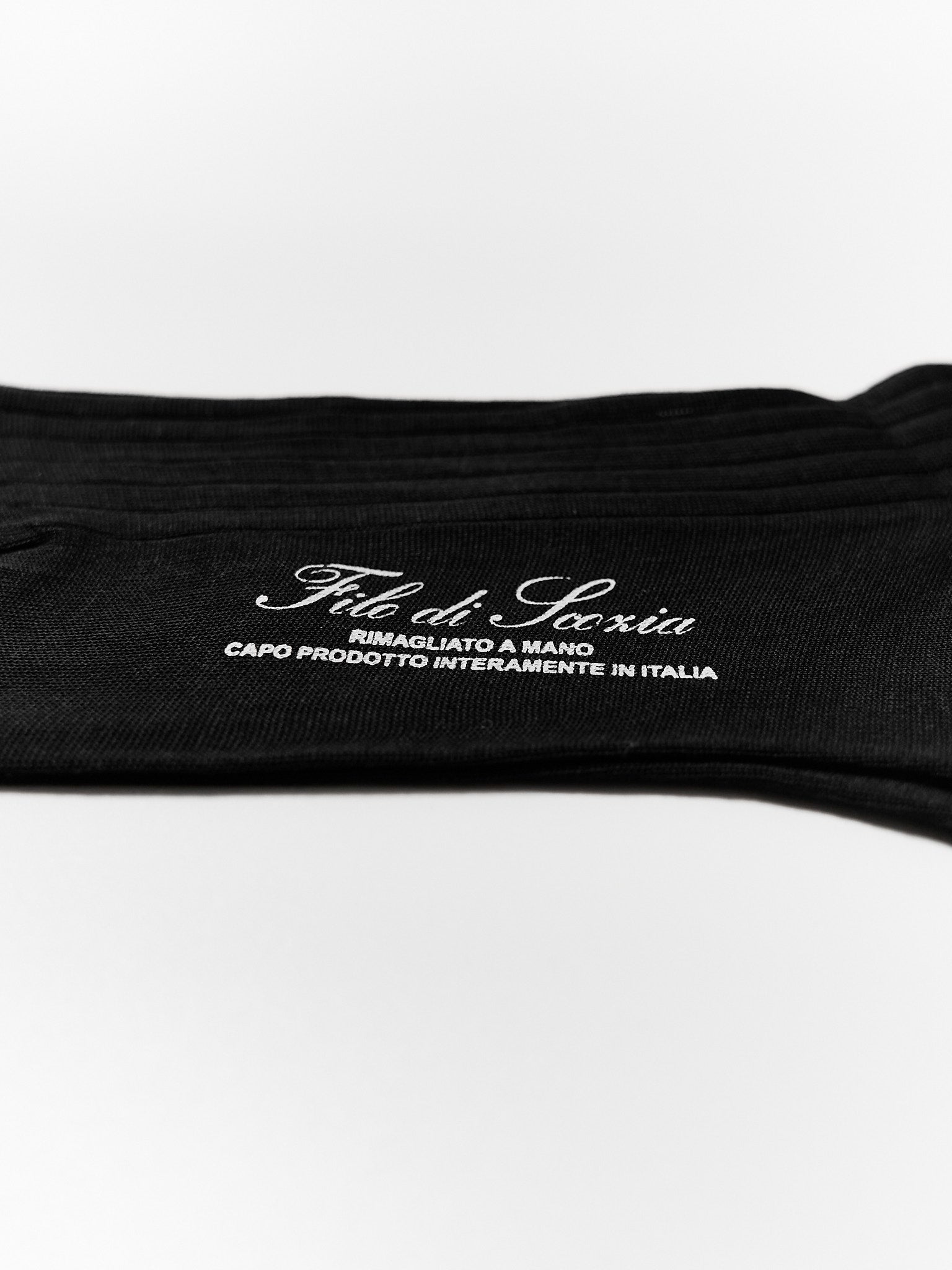 Filo di Scozia Cotton Knee-High - Nero