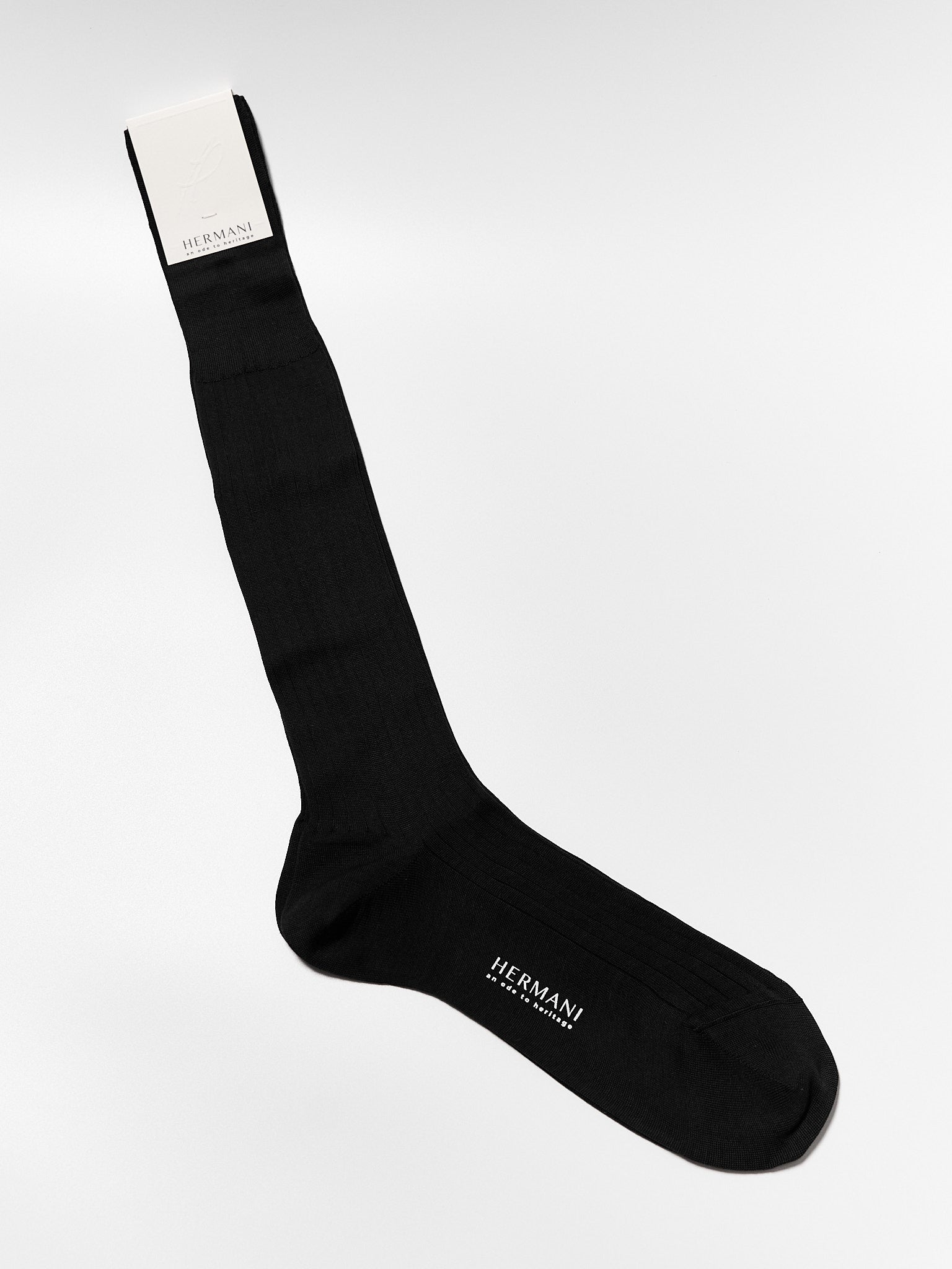 Filo di Scozia Cotton Knee-High - Nero