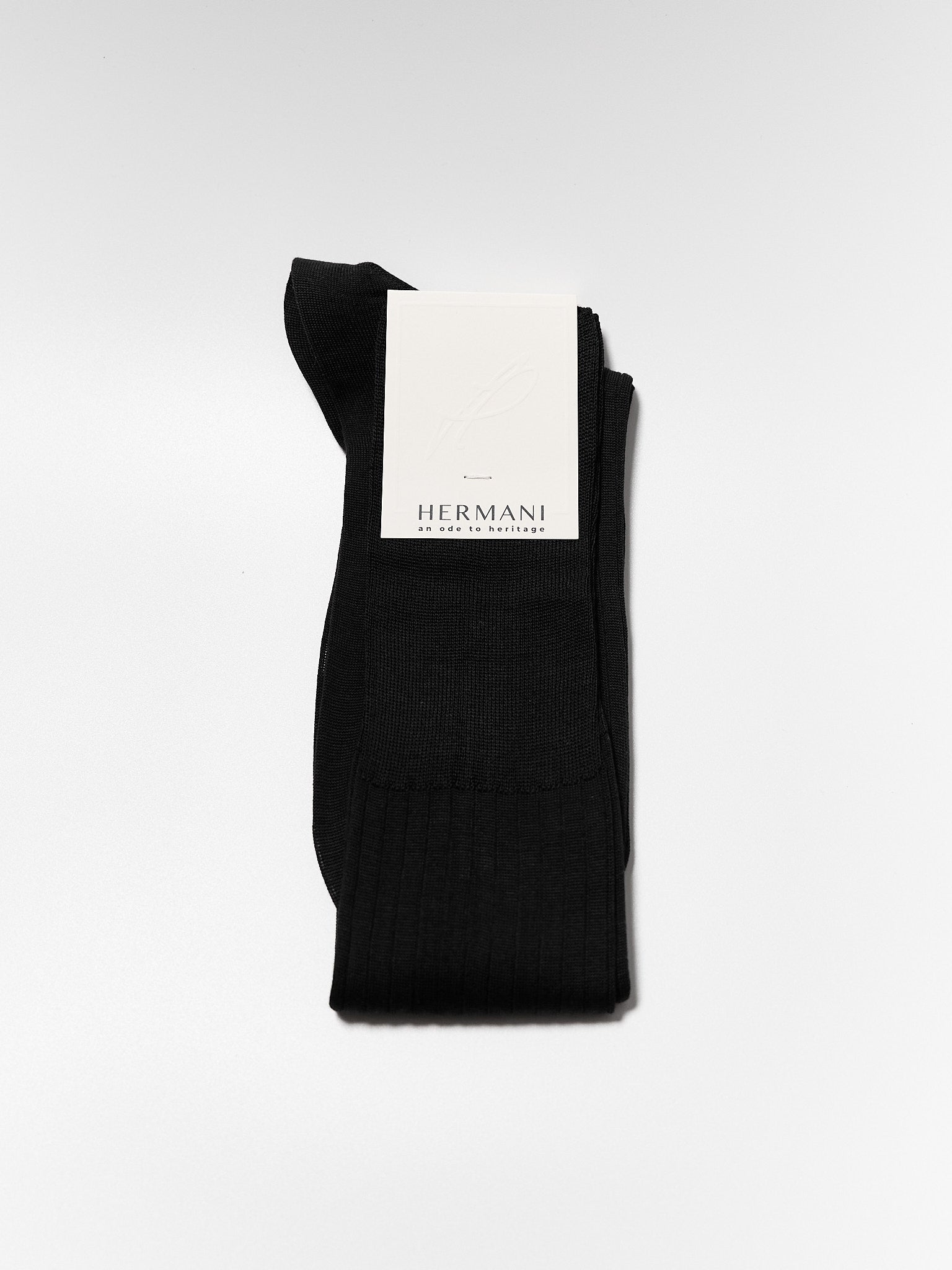 Filo di Scozia Cotton Knee-High - Nero