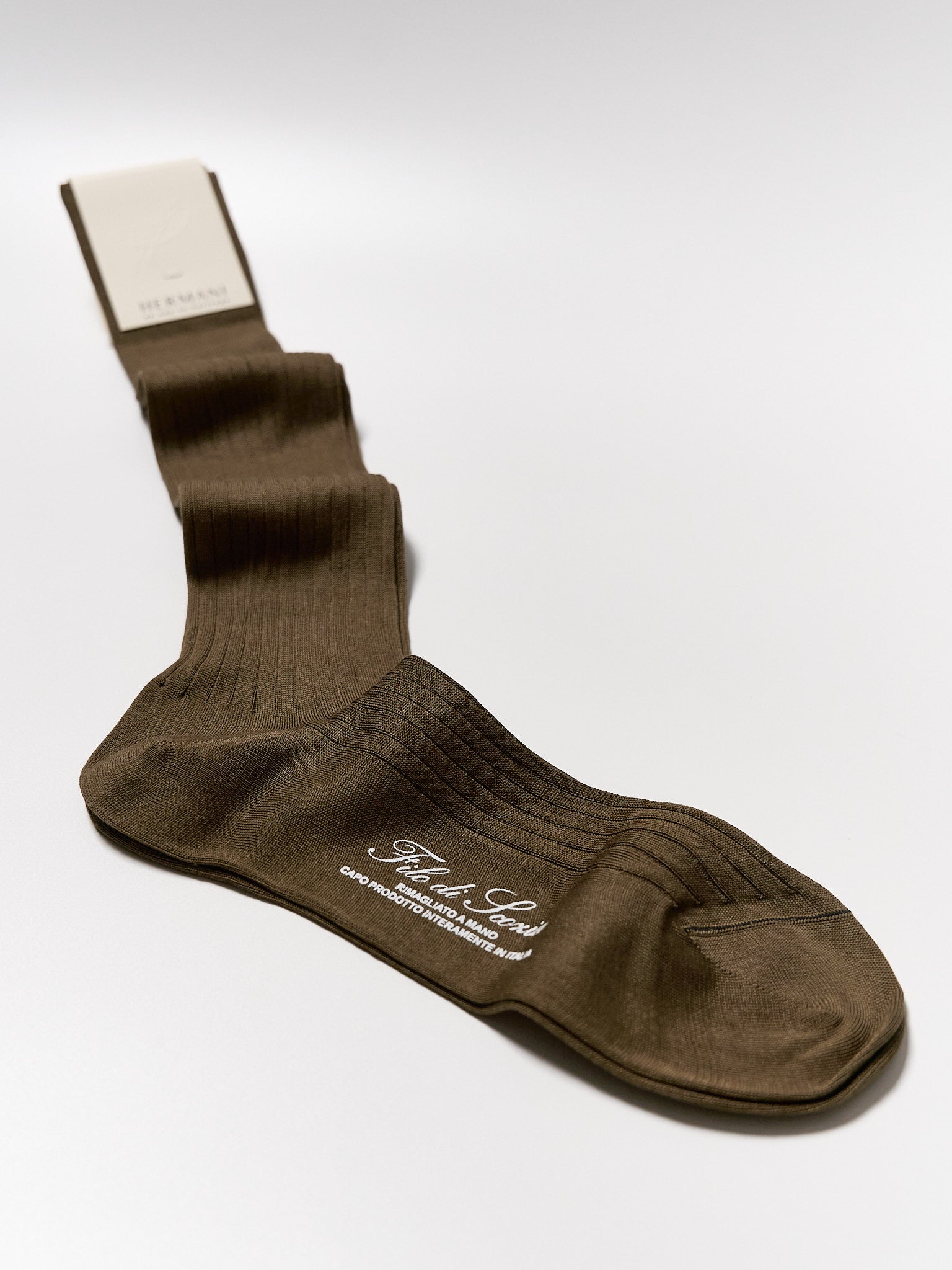 Filo di Scozia Cotton Knee-High - Tabacco