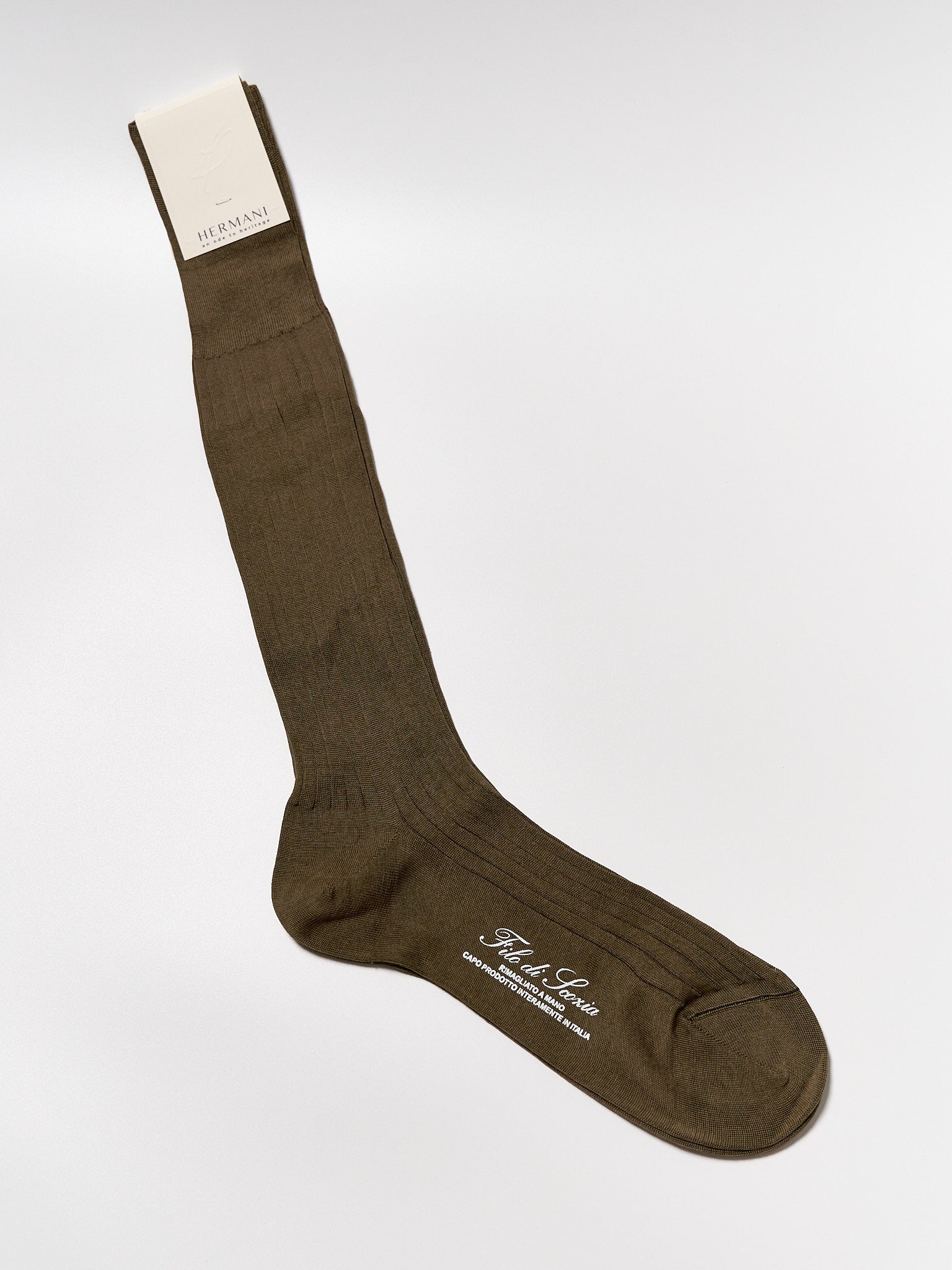 Filo di Scozia Cotton Knee-High - Tabacco