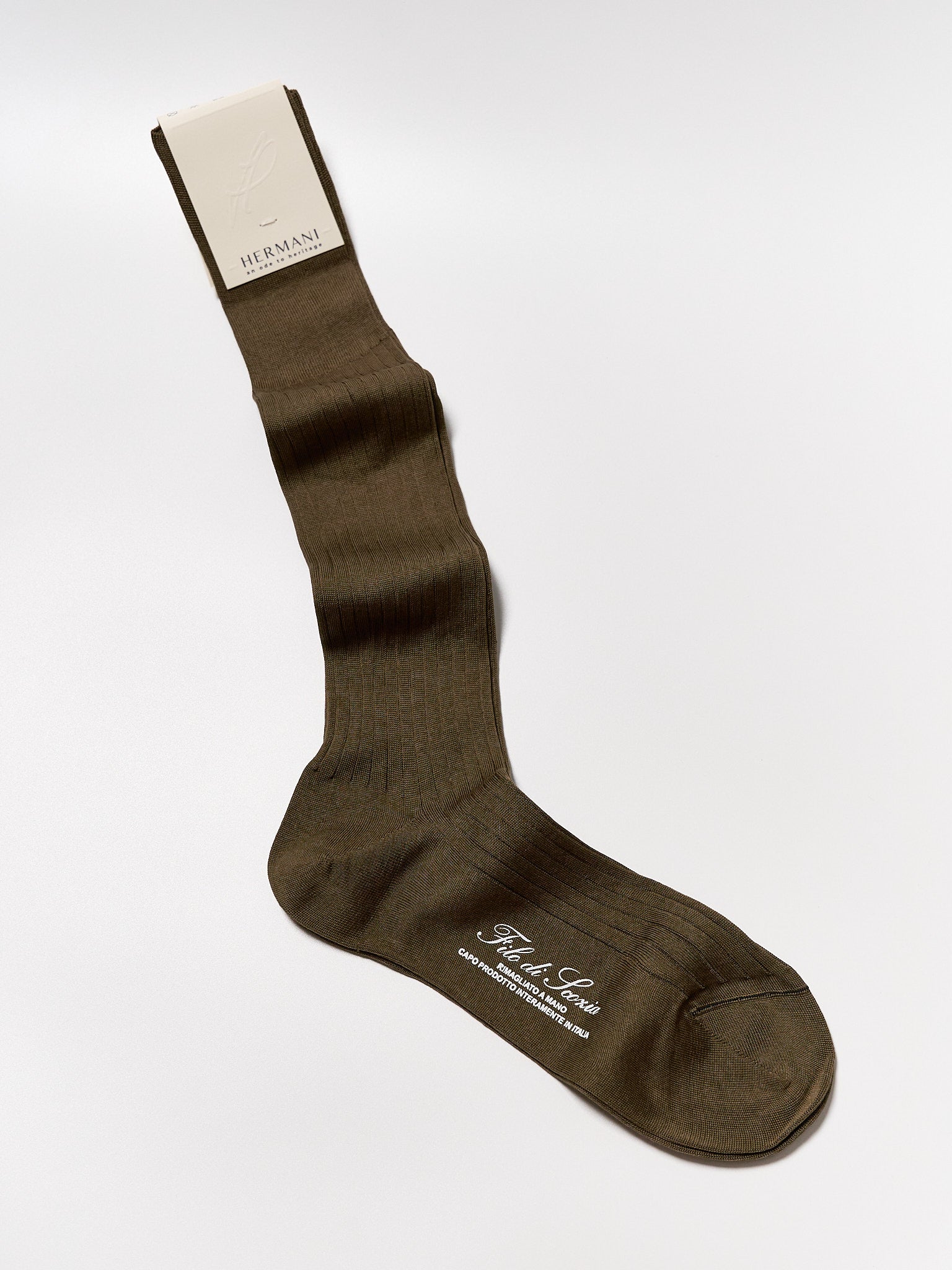 Filo di Scozia Cotton Knee-High - Tabacco