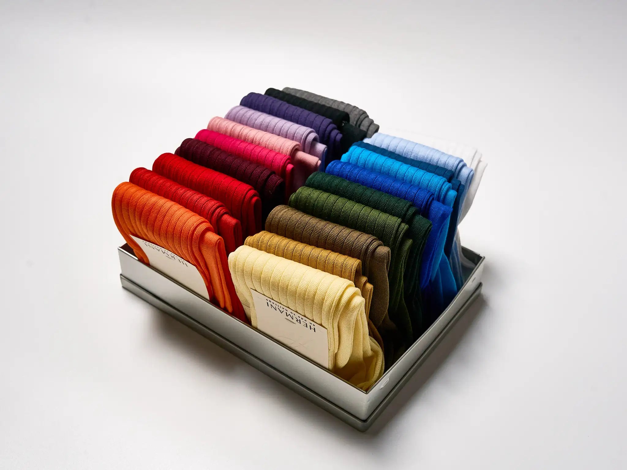 Italian luxury sock color palette: refined shades of natural yarns