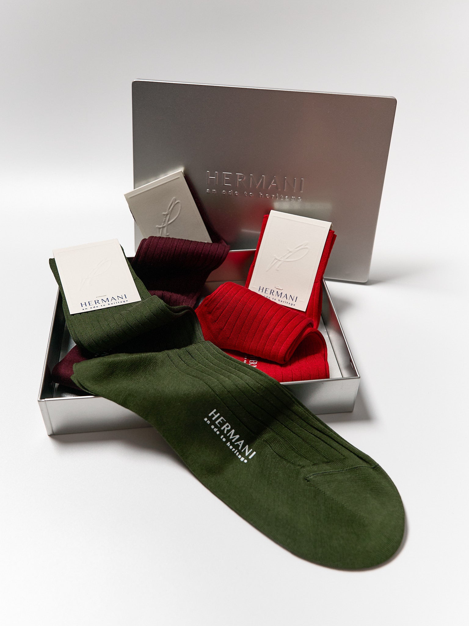 Gift Box: Egyptian Cotton Mid-Calf - Rosso, Oliva, Bordeaux