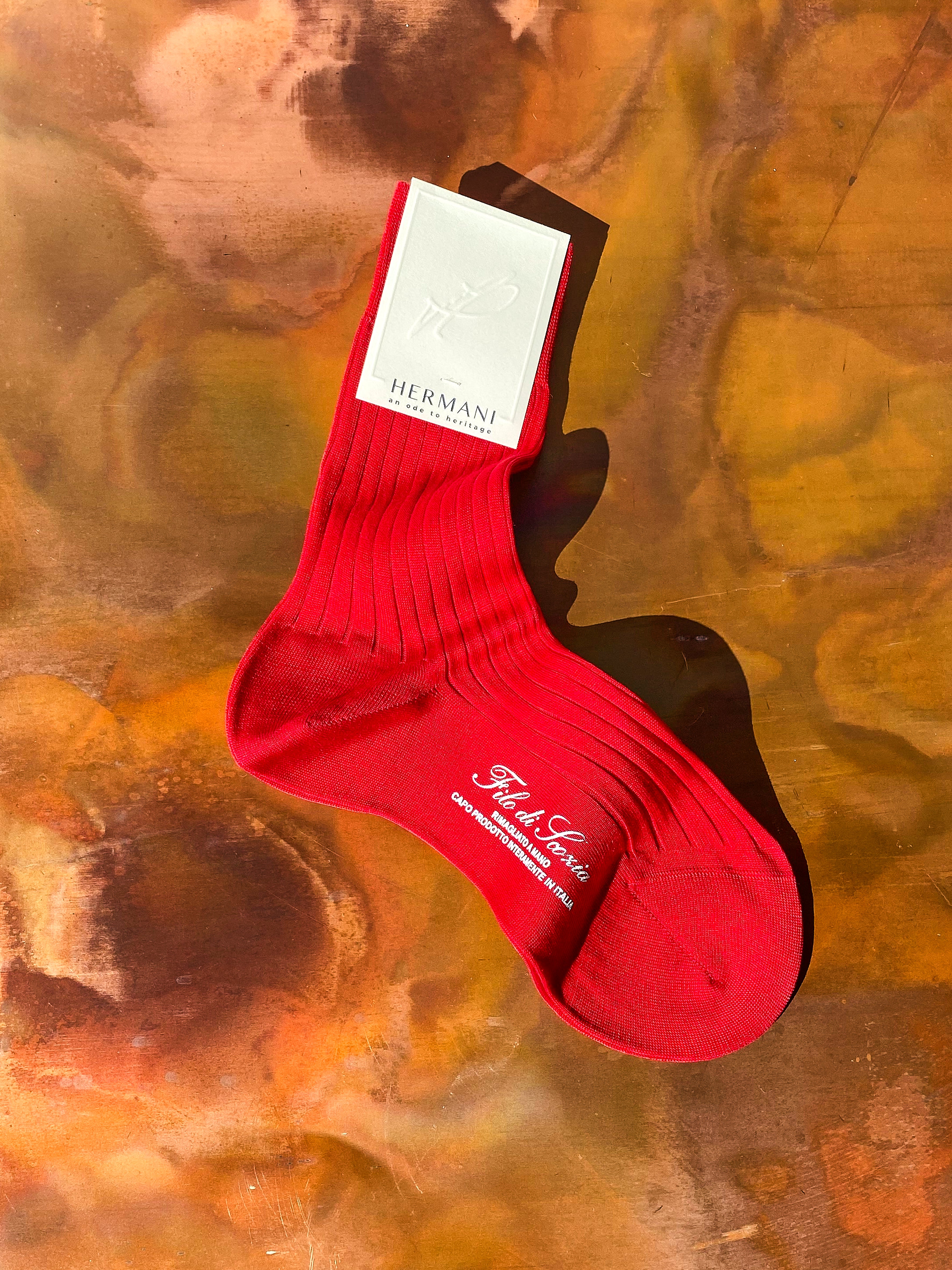 Luxury Women Filo di Scozia Cotton Socks Red