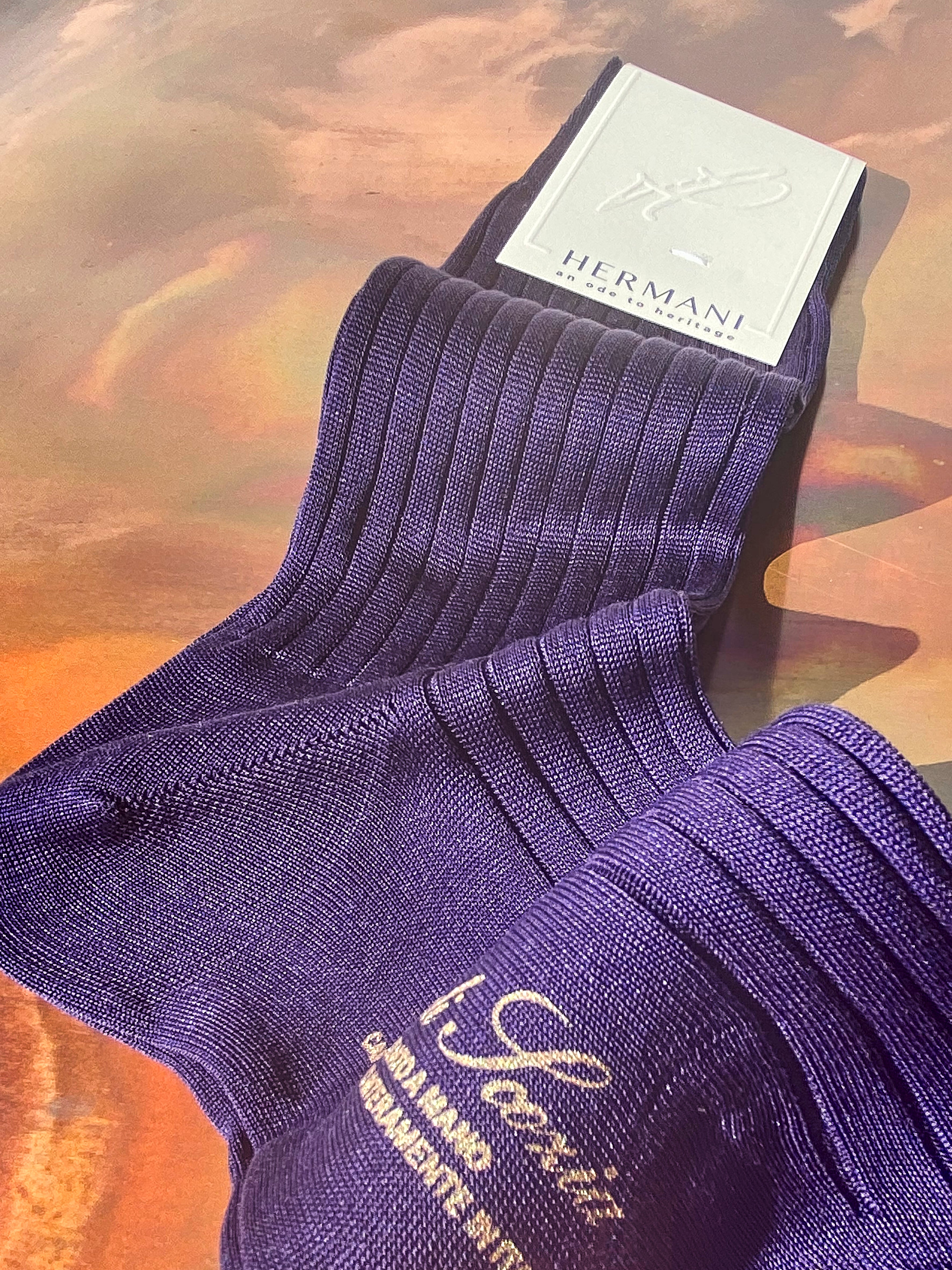Luxury Women Filo di Scozia Cotton Socks Violet Detail