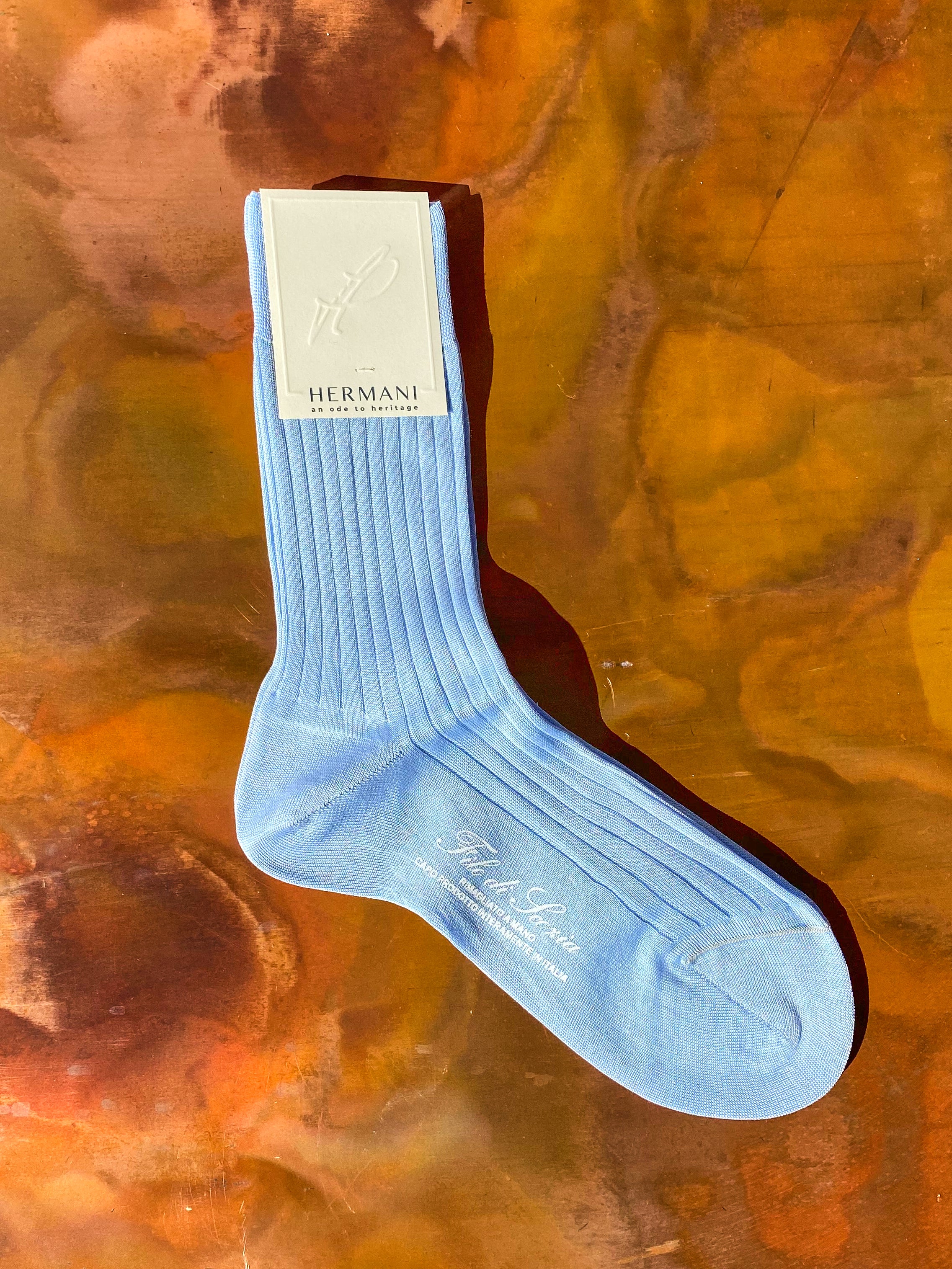 Luxury Women's Filo di Scozia Cotton Socks Baby Blue