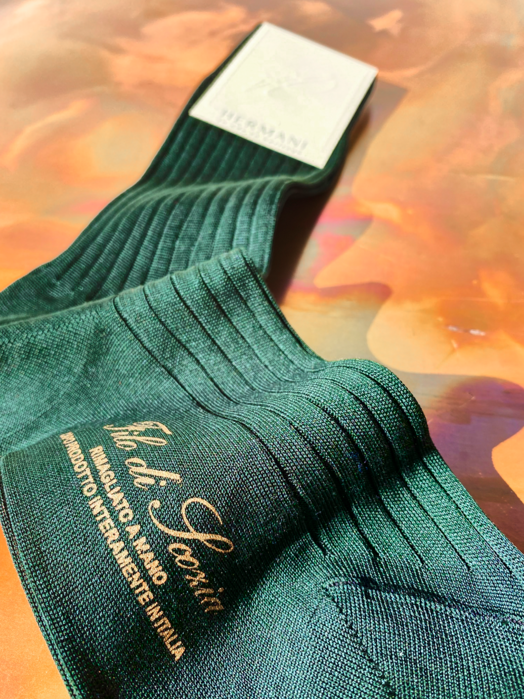 Luxury Women's Filo di Scozia Cotton Socks Green Detail