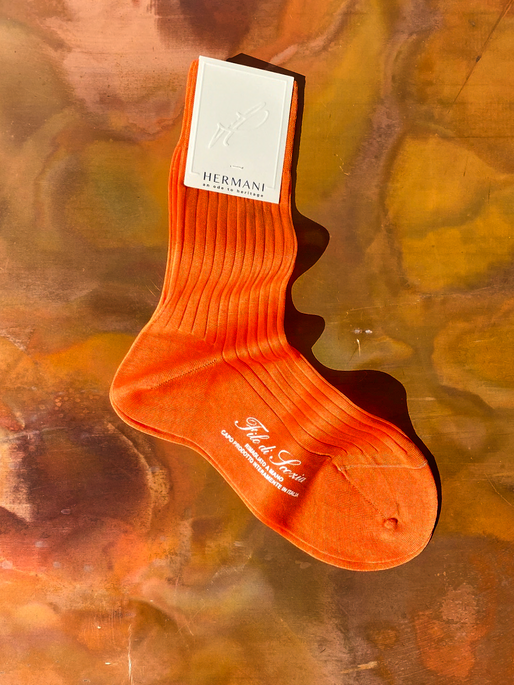 Luxury Women's Filo di Scozia Cotton Socks Orange1
