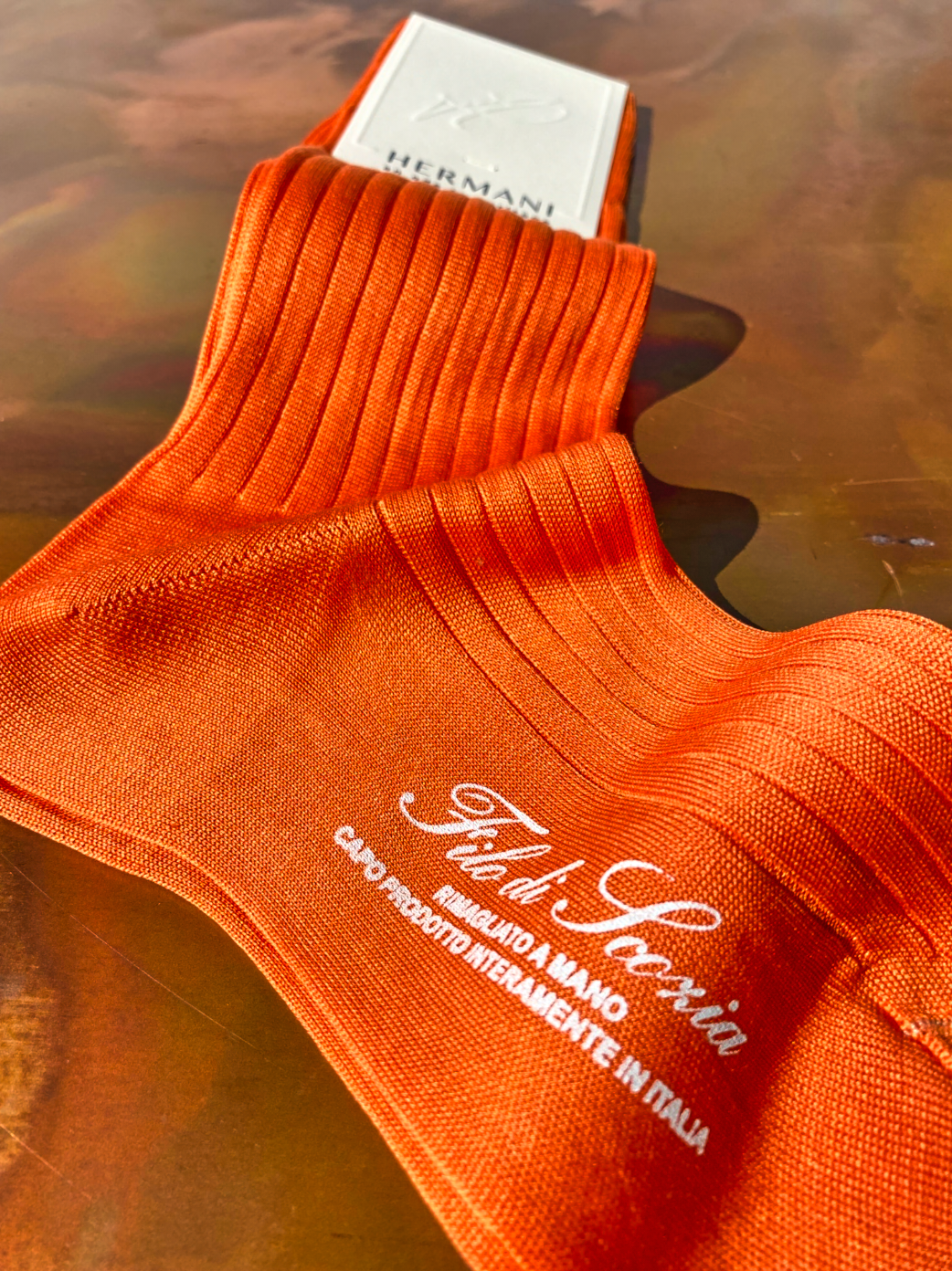 Luxury Women's Filo di Scozia Cotton Socks Orange3
