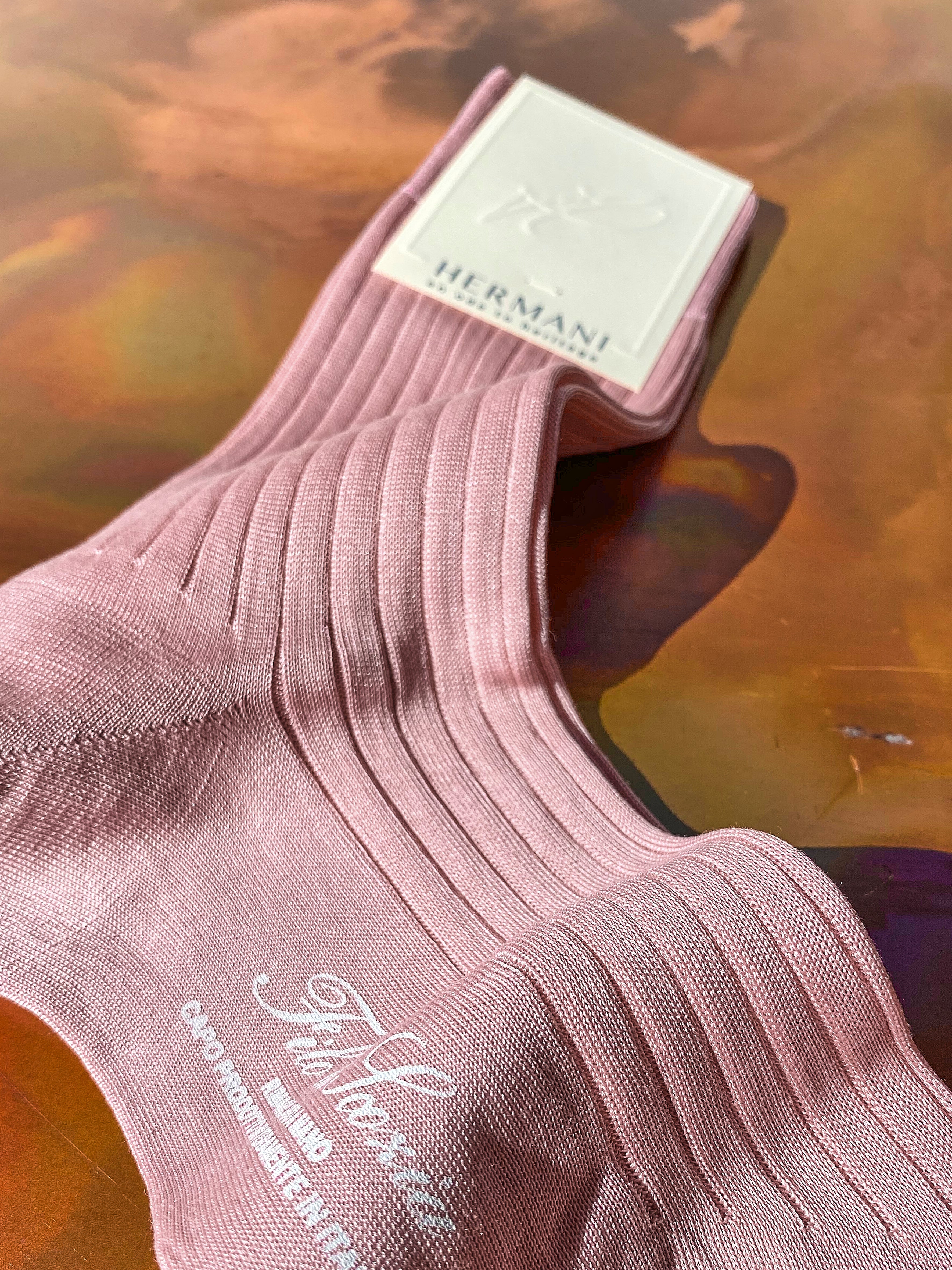 Luxury Women's Filo di Scozia Cotton Socks Rosa Detail