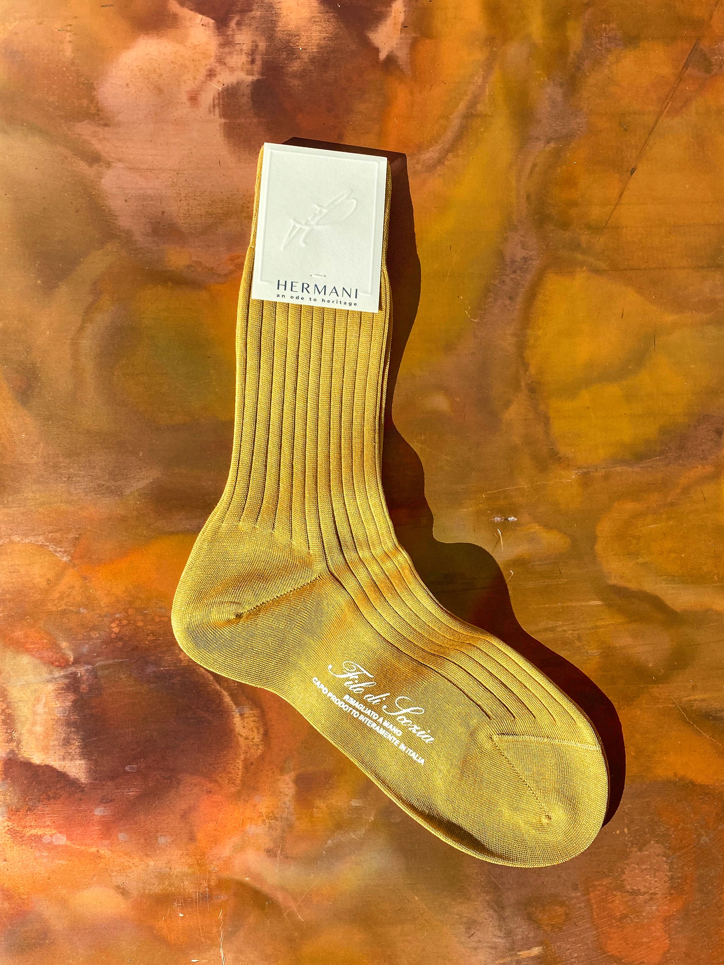Luxury Women's Filo di Scozia Cotton Socks Senape
