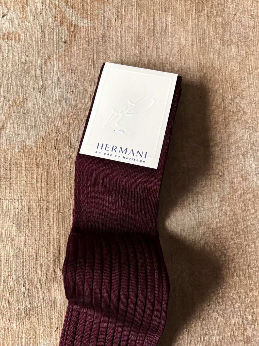 Pure Egyptian Cotton Knee-High Socks For Men Bordeaux Detail