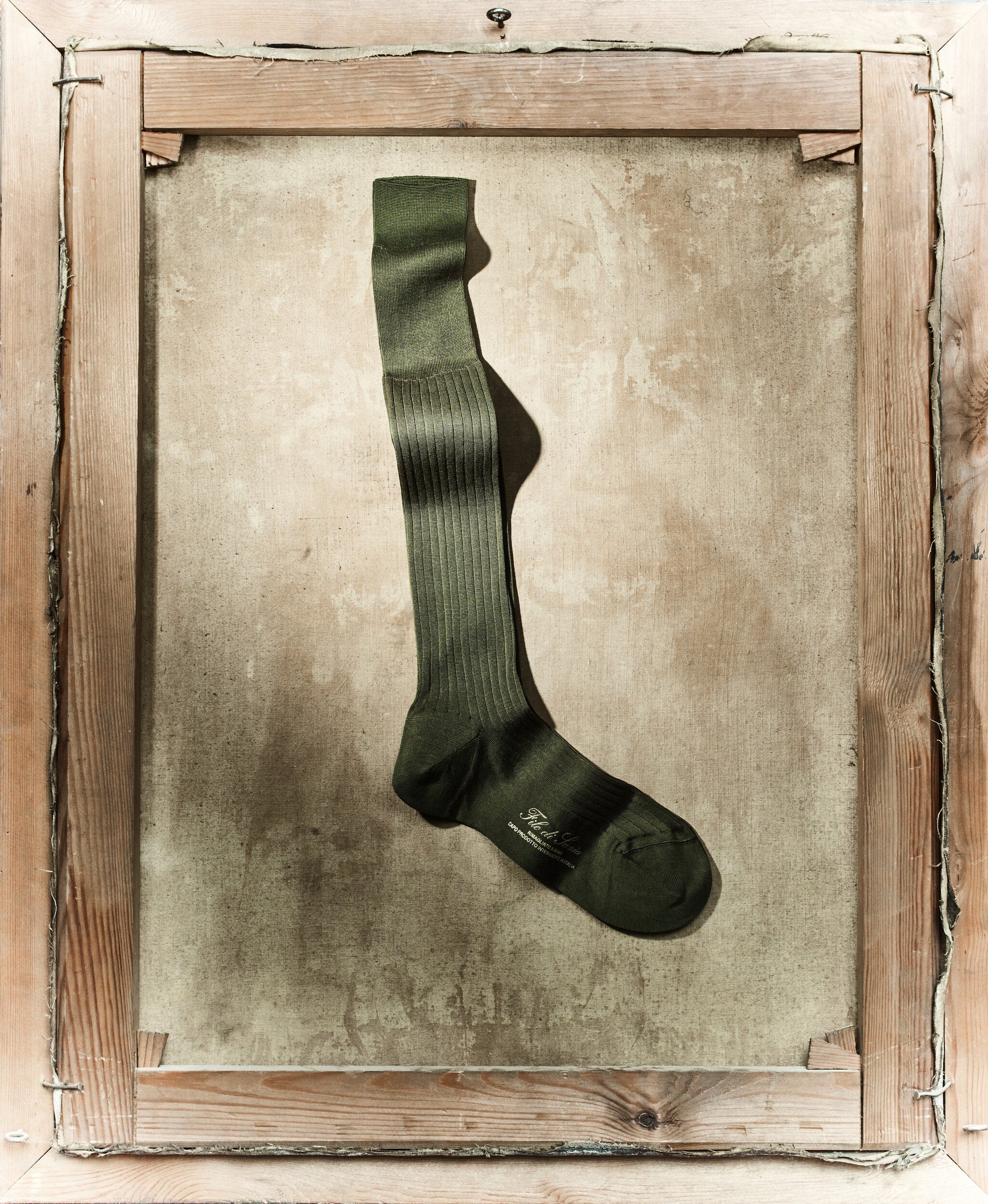 Pure Egyptian Cotton Knee-High Socks For Men Olive